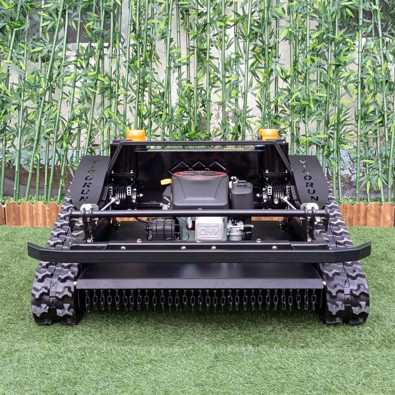 RC track-mounted football field weed cutter